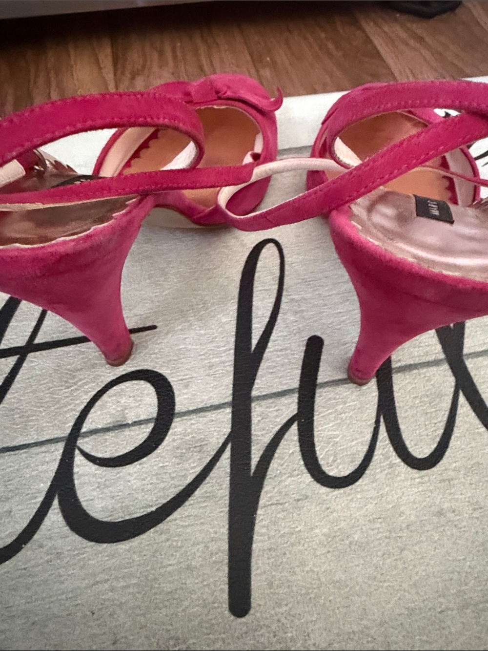 Marc Jacobs Bright Pink Suede Peep-Toe Slingback Heels - Picture 4 of 6